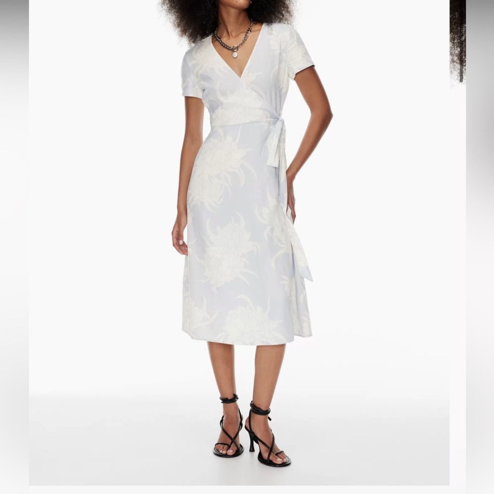 Babaton DERN Linen MIDI Wrap Dress XS